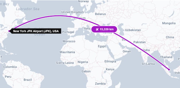 New York (JFK) → Singapore (SIN)