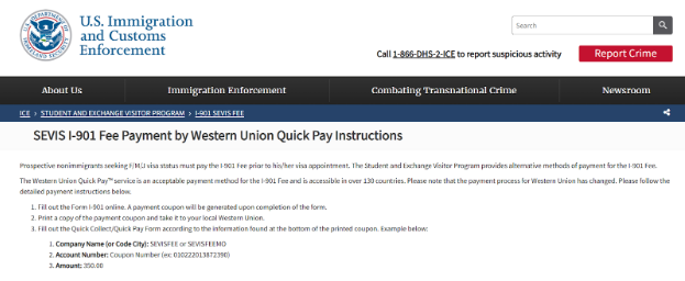 SEVIS I-901 fee