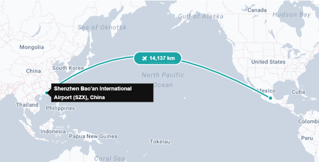 Shenzhen (SZX) → Mexico City (MEX)